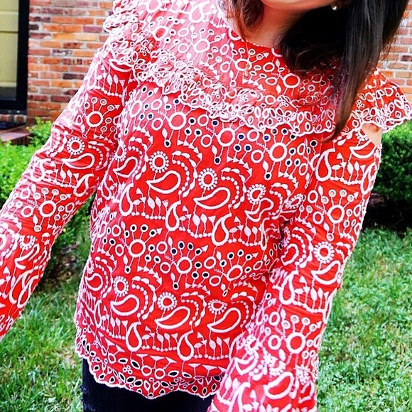 ASOS River Island Broderie Blouse Cold Shoulder - Picture 4 of 14